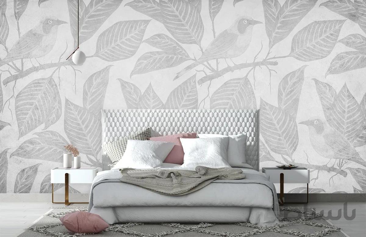 پوستر دیواری برگ و پرنده W10028900