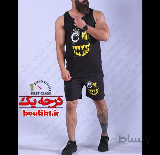 ست رکابی وشلوارک پنبه استیکردار