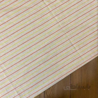 پارچه لنین نچرال راه راه کرم کد 2811
