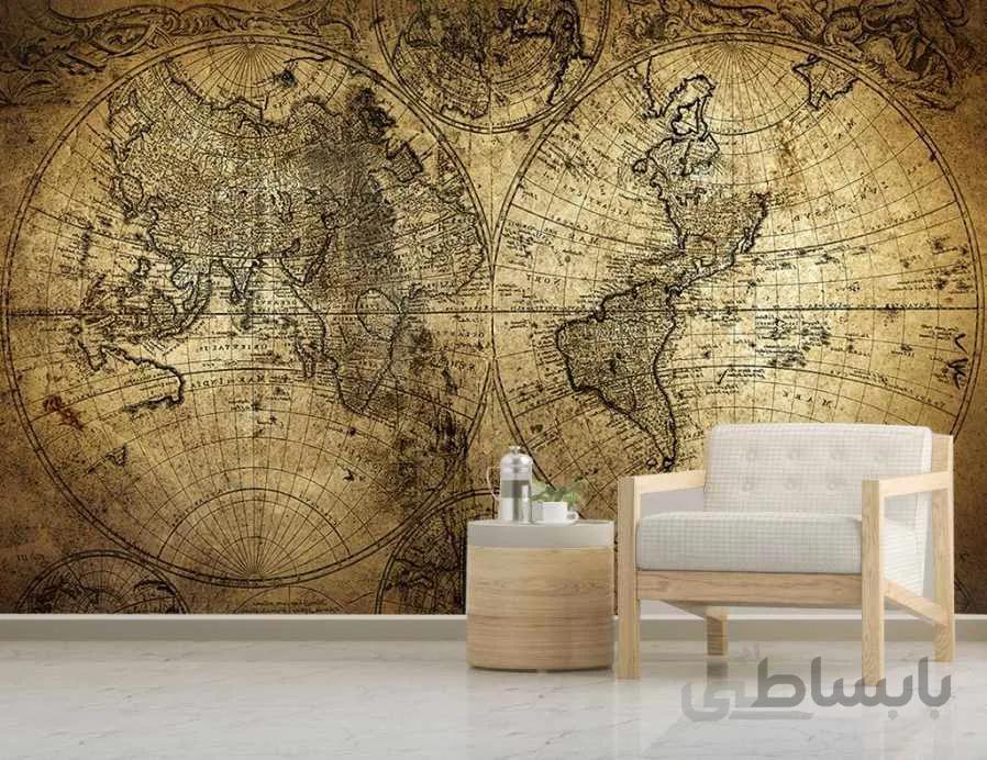 پوستر دیواری نقشه جغرافیایی کامل کره زمین