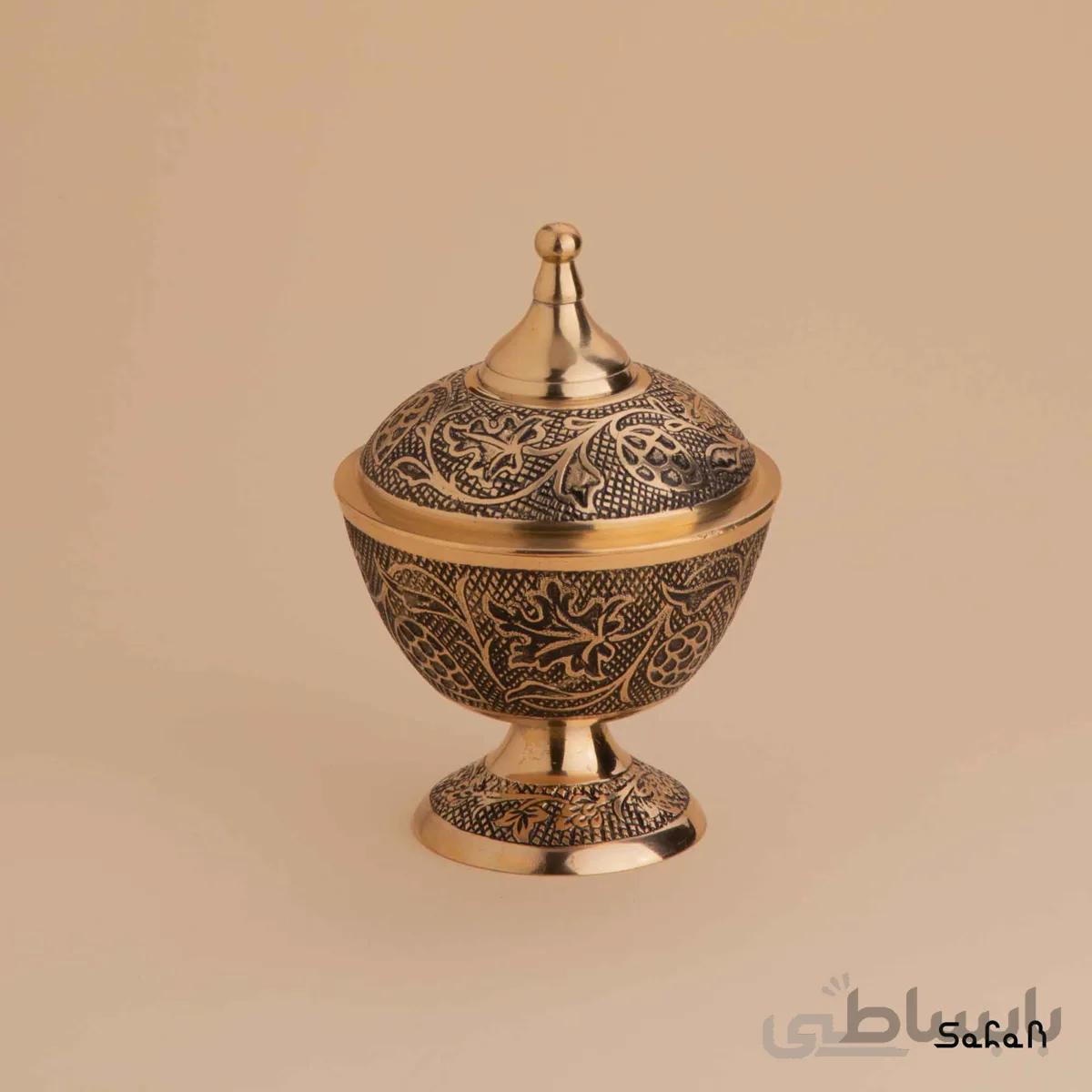 قندان پایه دار برنجی طلایی مدل بلک بری