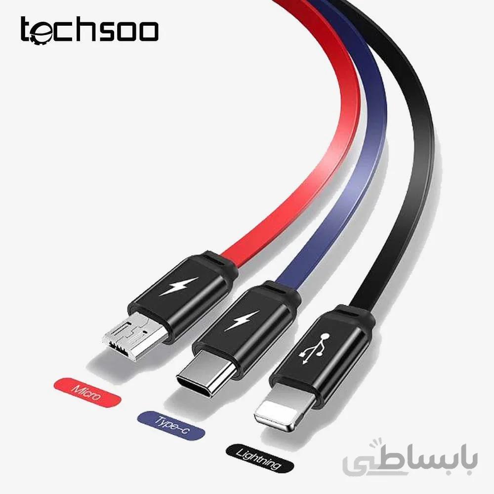 کابل شارژ ۳ سر TOTU conch 1 split to 3 stretchable cable