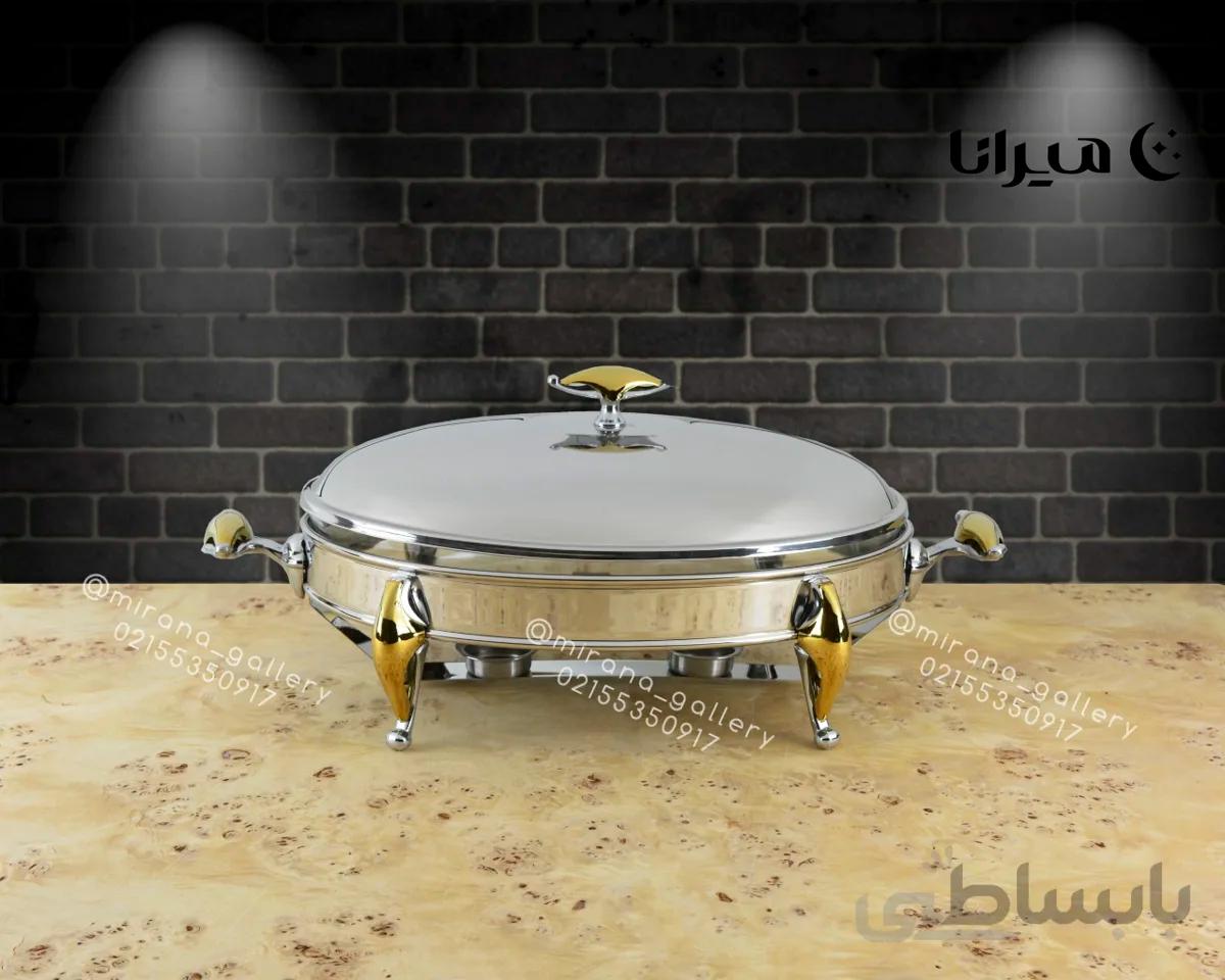 سوفله بیضی خیلی بزرگ استیل برند دیاکو مدل النا براق پایه طلایی 835sg