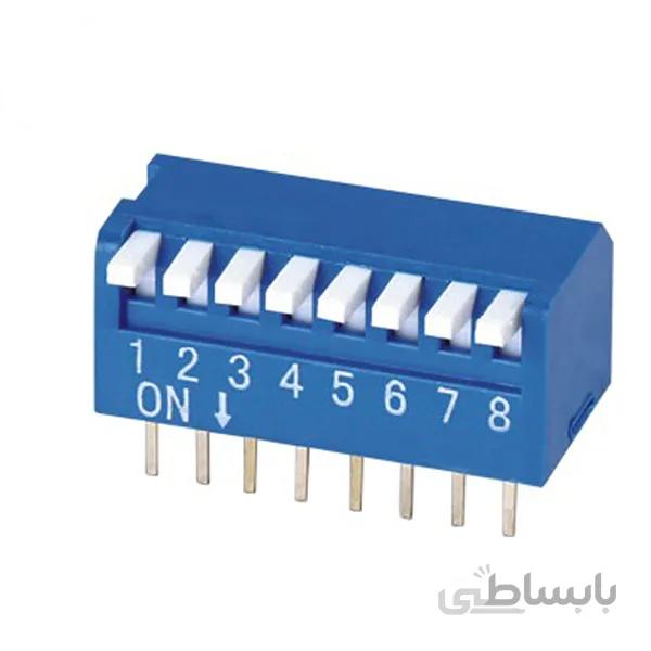 دیپ سوئیچ 8WAY پیانویی آبی، DIP SWITCH DP-08R PIANO TYPE BLUE