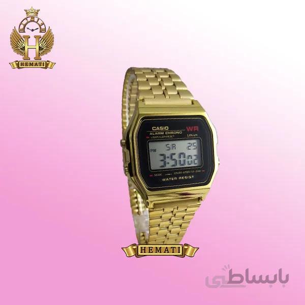 ساعت اسپرت کاسیو نوستالژی CASIO A159WA-N1DF طلایی (صفحه مشکی)