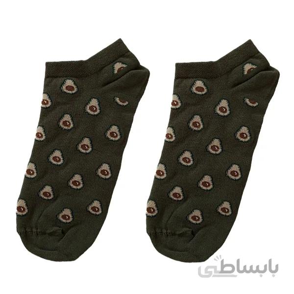 جوراب سبز رنگ مچی زنانه طرح آووکادو کد PH493.5