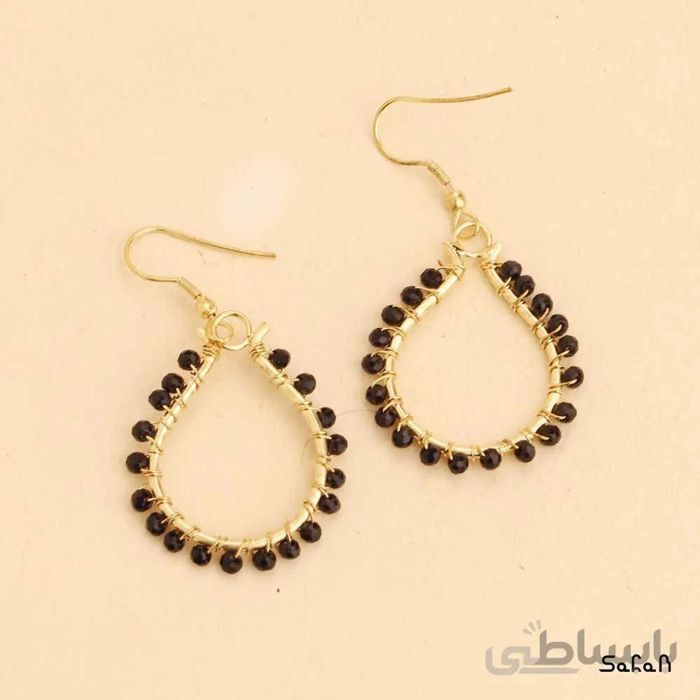 گوشواره مهره ای هندی دایره قلاب دار