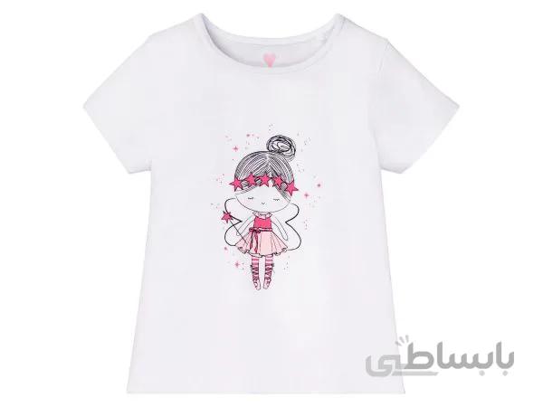 تیشرت دخترانه تمام پنبه(سفید)