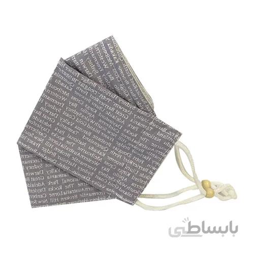 ماسک پارچه ای سه بعدی طرح روزنامه ای رنگ طوسی کد 065 ا Face Fabric Mask code 065