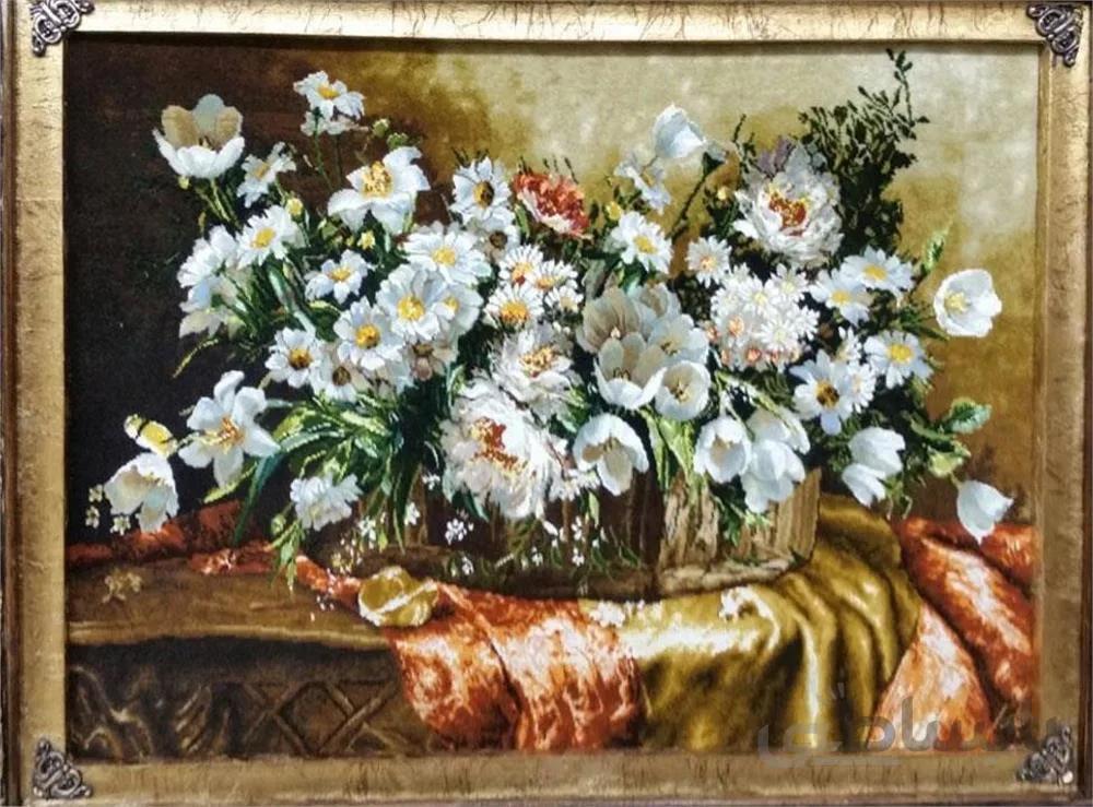 تابلو فرش گل لاله ی سفید ا Carpets of flowers, tulips, White