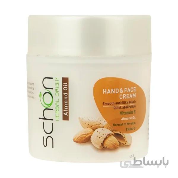 کرم دست و صورت گیاهی شون با عصاره بادام 150 میل ا Schon Almond Oil Moisturizing Cream 150ml