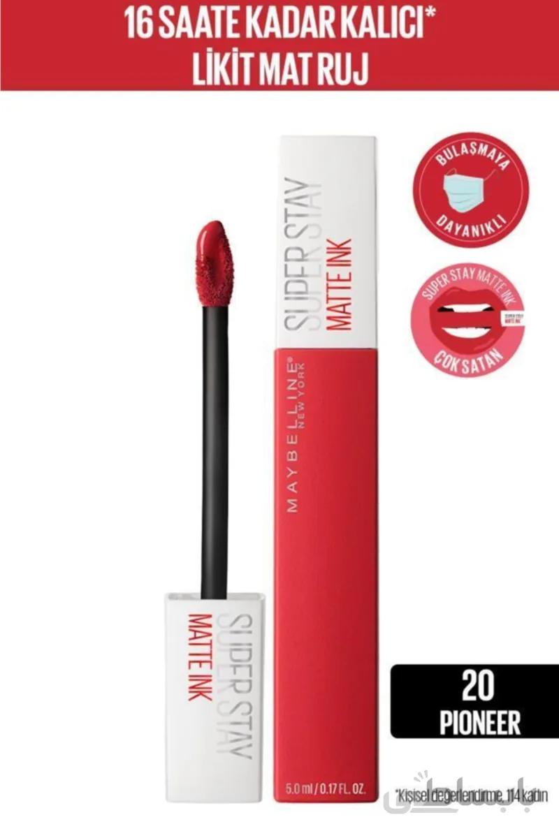 Maybelline New York رژ لب مات مایع جوهر مات Super Stay – 20 پایونیر – قرمز