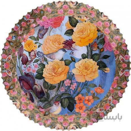 رومیزی مخمل گرد مخمل گل و مرغ