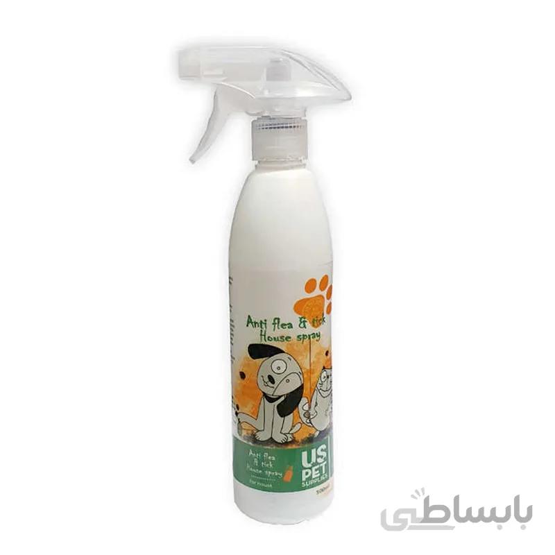 اسپری ضد کک و کنه محیط یو اس پت مخصوص سگ و گربه با حجم 500 میلی لیتر