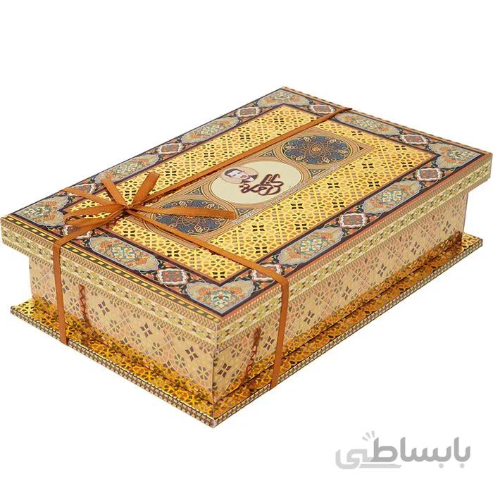 گز لقمه ای مخلوط 28% کرمانی جعبه طرح خاتم کدG-164