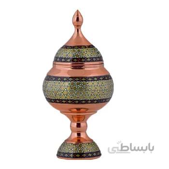 شکلات خوری مسی خاتم کاری اثر آقاجانی ارتفاع 20 سانتی متر کد C-500