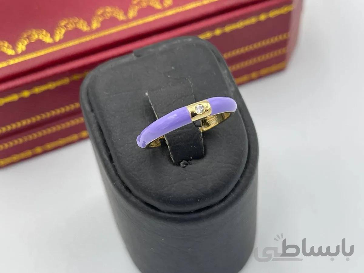 انگشتر رنگی بنفش تک نگین