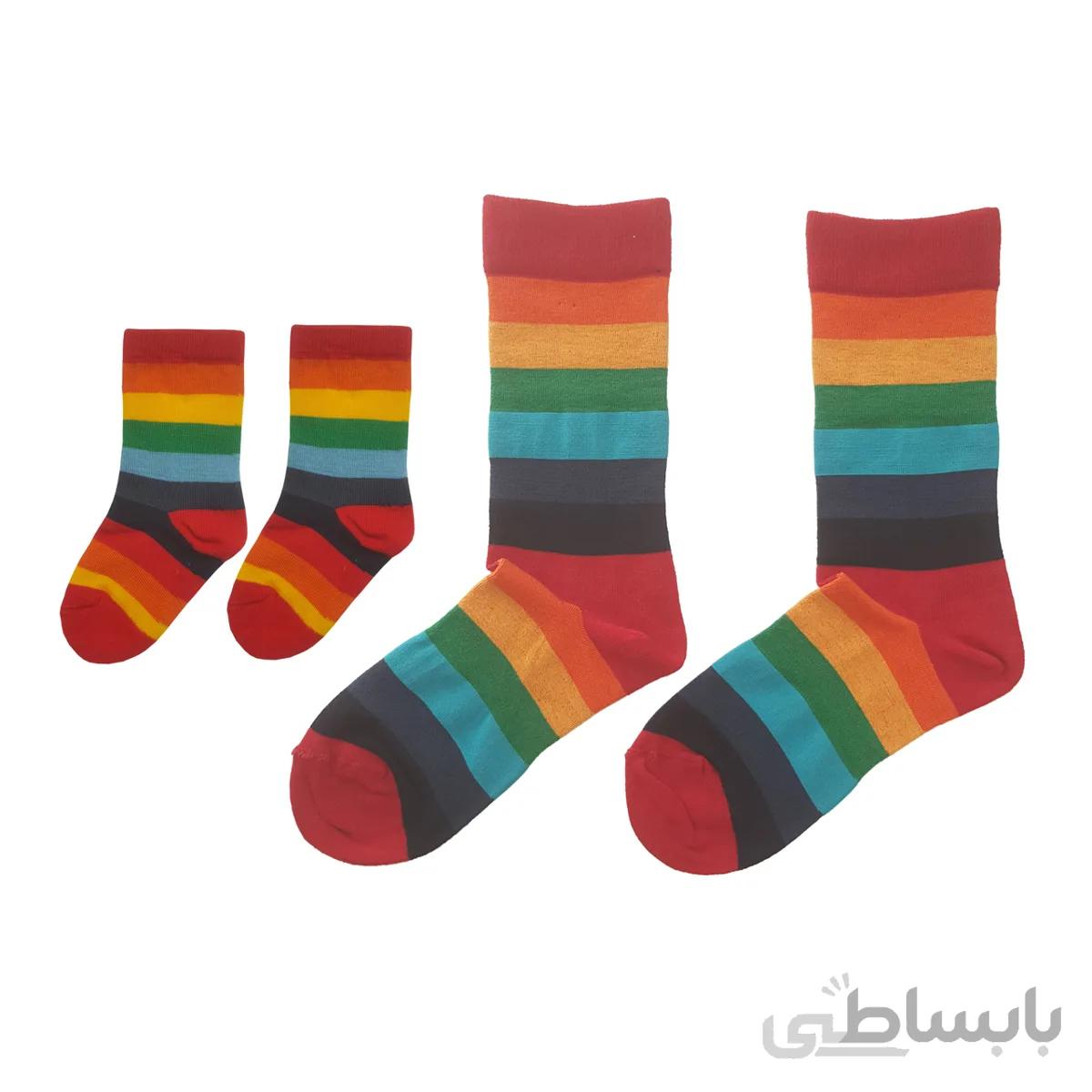 ست جوراب ساقدار بچه گانه و زنانه طرح رنگین کمان کد ph379.1