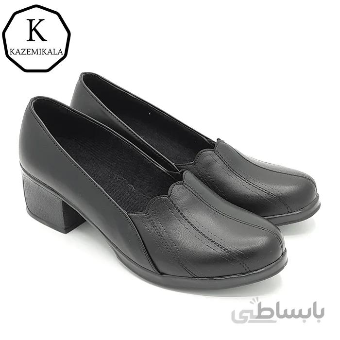 کفش چرم زنانه مدل هلالی رنگ مشکی