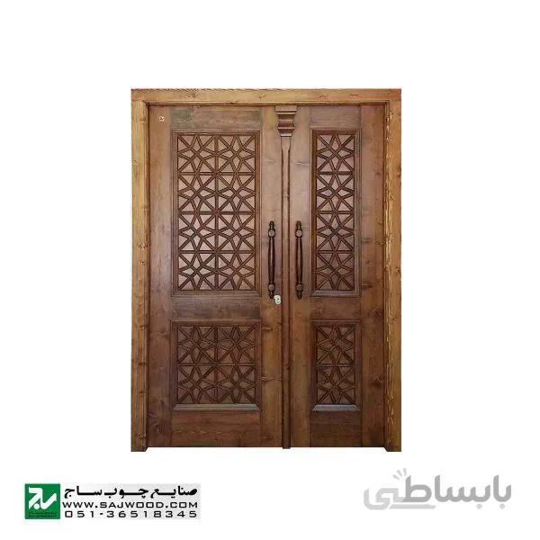 درب چوبی ورودی ساختمان و آپارتمان ،هتل سنتی صنایع چوب ساج مدل M4
