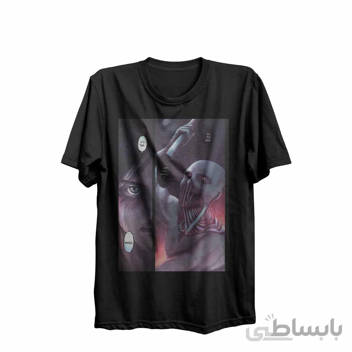 تیشرت یقه گرد مشکی طرح انیمه اتک ان تایتان Attack on Titan کد 285057