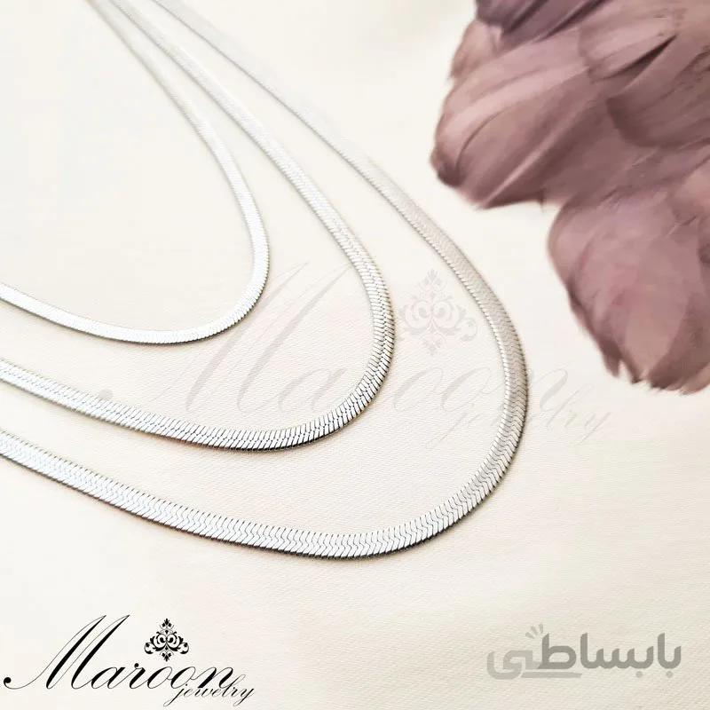 گردنبند سه لاین هرینگبون نقره ای مارون CN186