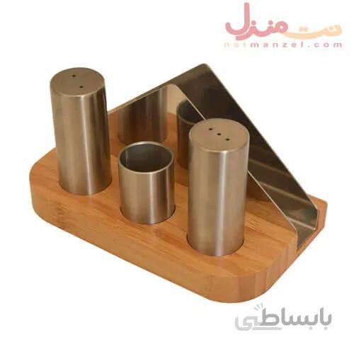 ست ادویه استیل بامبوم پنج پارچه
