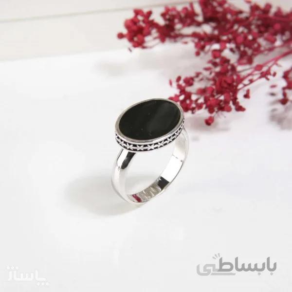 انگشتر نقره مردانه با سنگ اونیکس دور نگین کد 4661 کد 520357