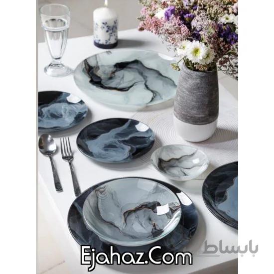 سرویس غذاخوری 25 پارچه ظروف شیشه ای نانسی مشکی آرکوفام