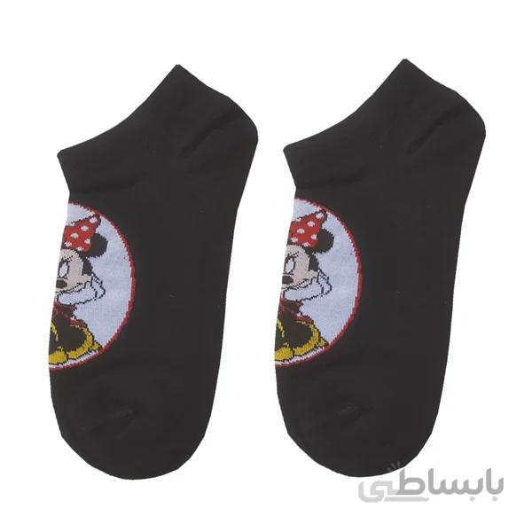 جوراب مچی طرح دار زنانه قهوه ای طرح مینی ماوس فانتزی کد PH352
