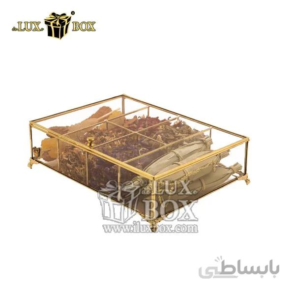جعبه شیشه ای پذیرایی دمنوش تی بگ لوکس باکس کد LB606-G