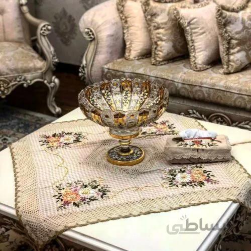رومیزی ۹۰×۹۰ قلاب بافی