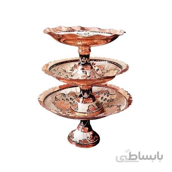 شیرینی خوری الماس تراش مسی نقره کوب