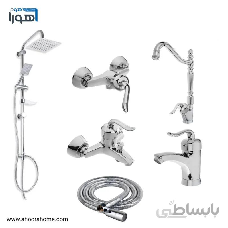 ست شیرآلات مدل قاصدک علم دوش شلنگ توالت