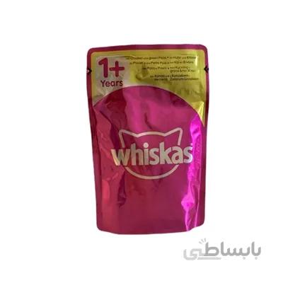 پوچ Whiskas مخصوص گربه بالغ تهیه شده از گوشت مرغ و نخود سبز در ژله - 100 گرم