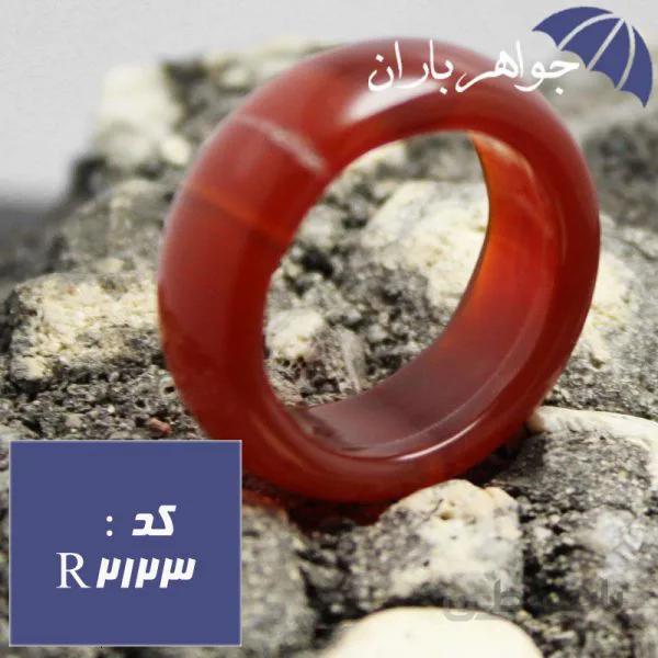حلقه عقیق قرمز پهن طرح دار کد R_2123