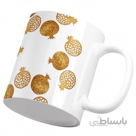 ماگ سرامیکی یلدا انار طلایی