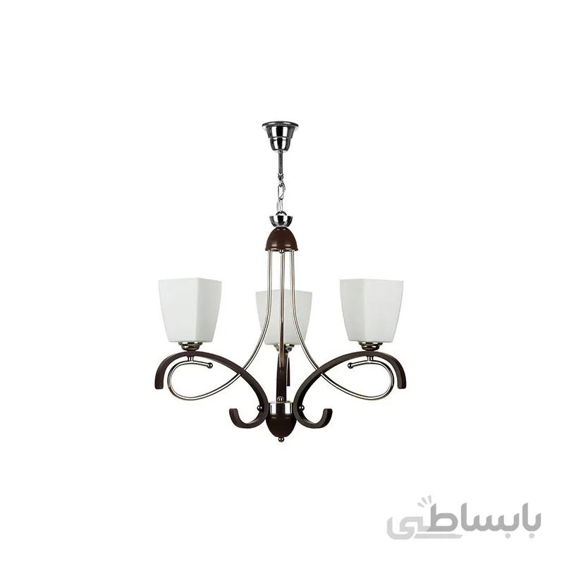 لوستر چوب و استیل چشمه نور 3 شعله کد 838/3