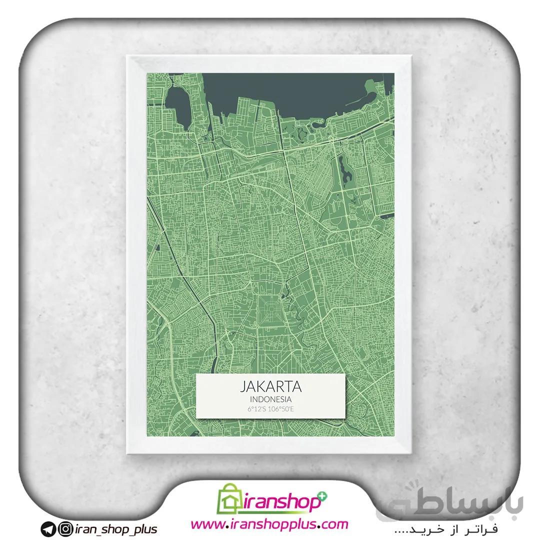 تابلو نقشه شهر جاکارتا با تم Green