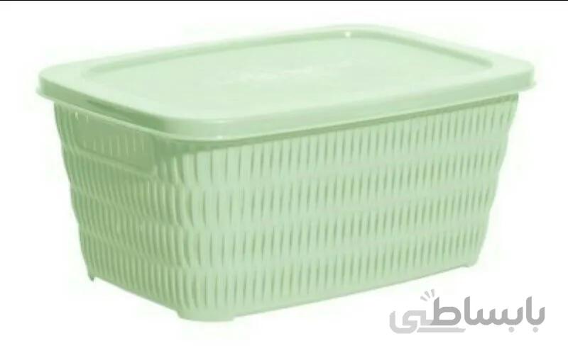 سبد بامبو مستطیل لیمون درب دار سایز 3
