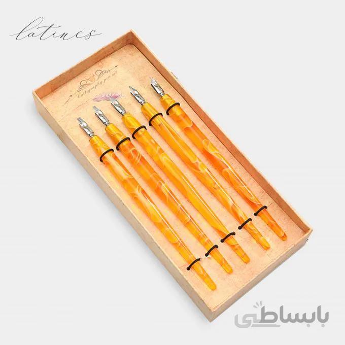 ست دسته قلم ابروباد نارنجی