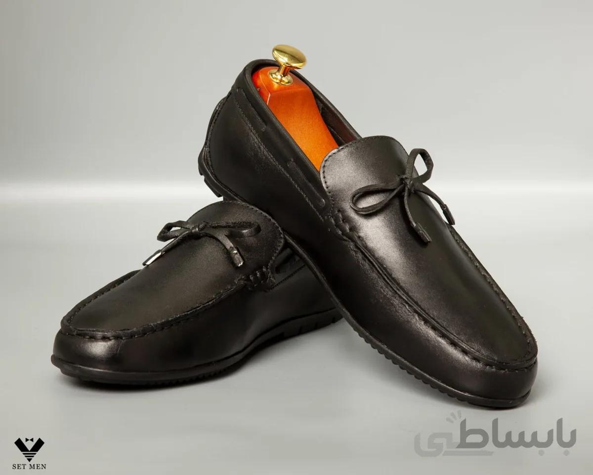کفش کالج چرم بند پاپیونی دور کفش بند دوخت شده kk118