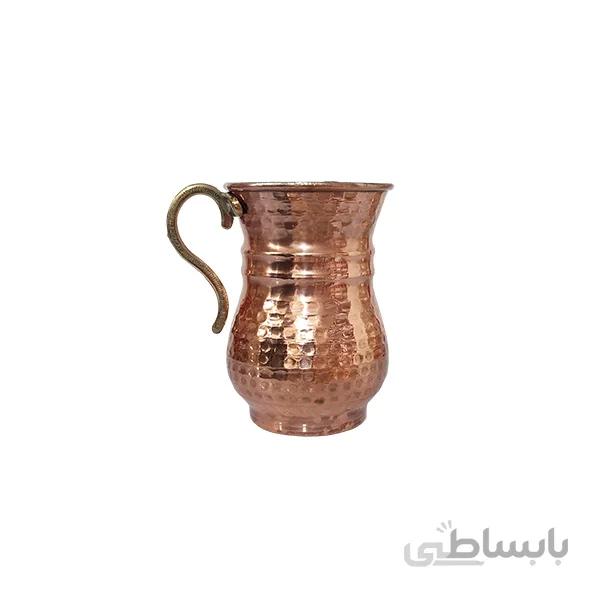 لیوان مسی ارتفاع کوتاه دسته برنج طرح ترک 10 سانتی متر