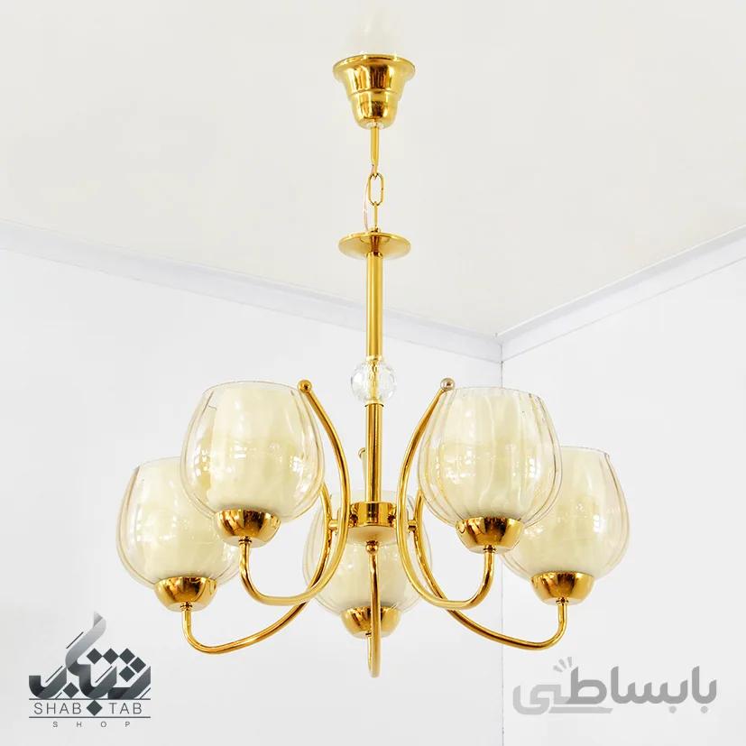 لوستر آویز پنج شعله طلا کد 806