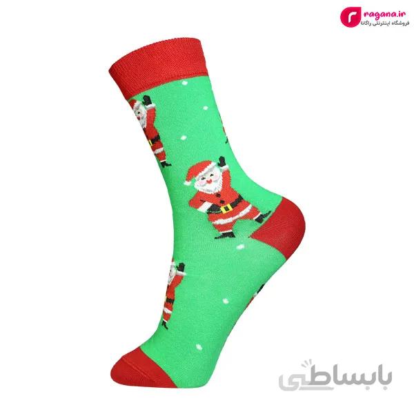 جوراب زنانه ساق بلند پاتوک پاتوک طرح بابانوئل کد R215234