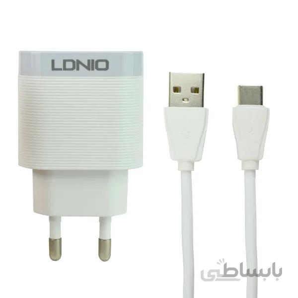شارژر دیواری الدینیو مدل A303Q به همراه کابل تبدیل لایتنینگ ا LDNIO A303Q Wall Charger with Lightning Cable