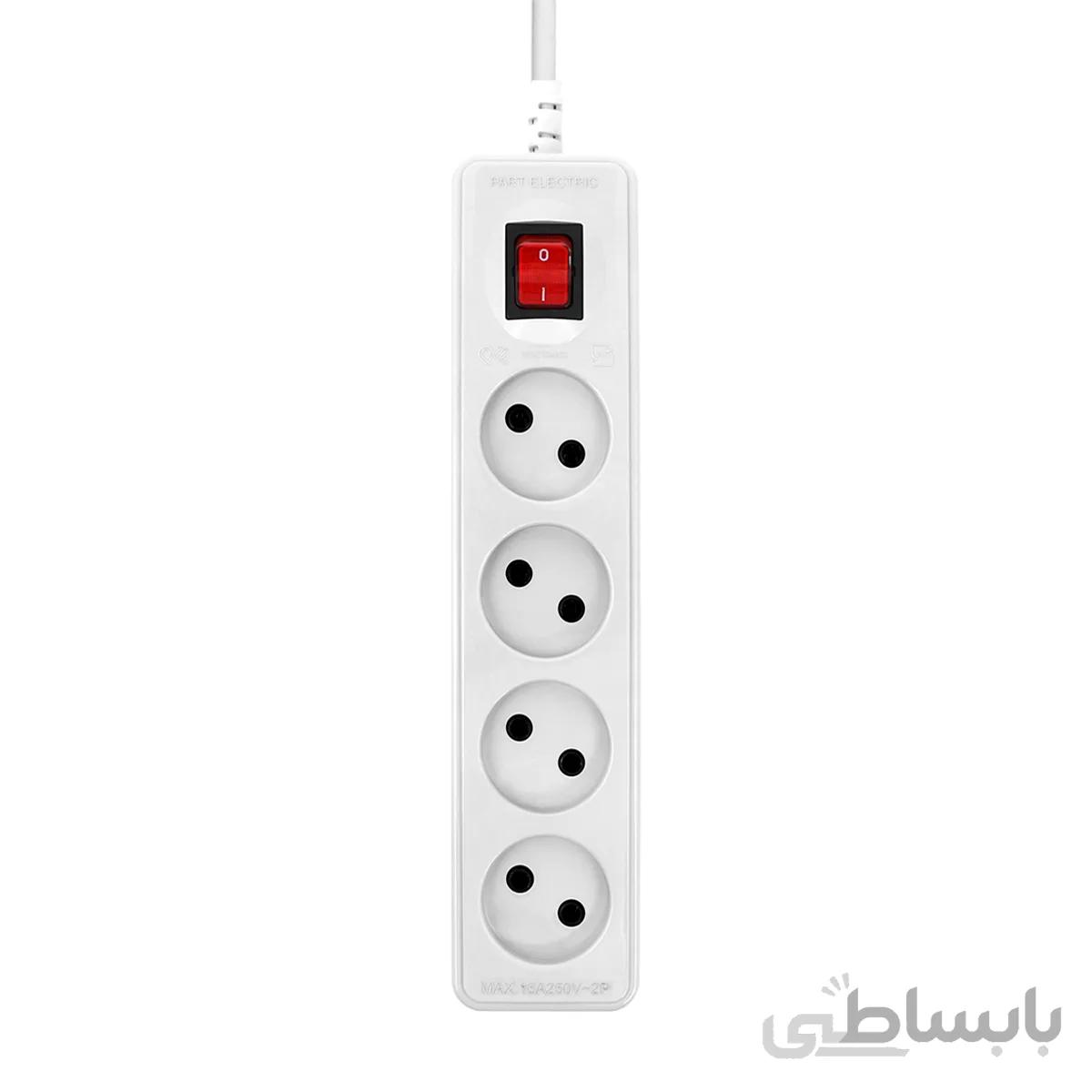 چند راهی برق کلید دار بدون ارت 4 خانه 1.8 متری پارت الکتریک مدل Nike