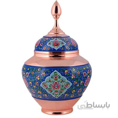 قندان مسی طرح پرداز اثر آقاجانی ارتفاع 35 سانتی متر کد C-478