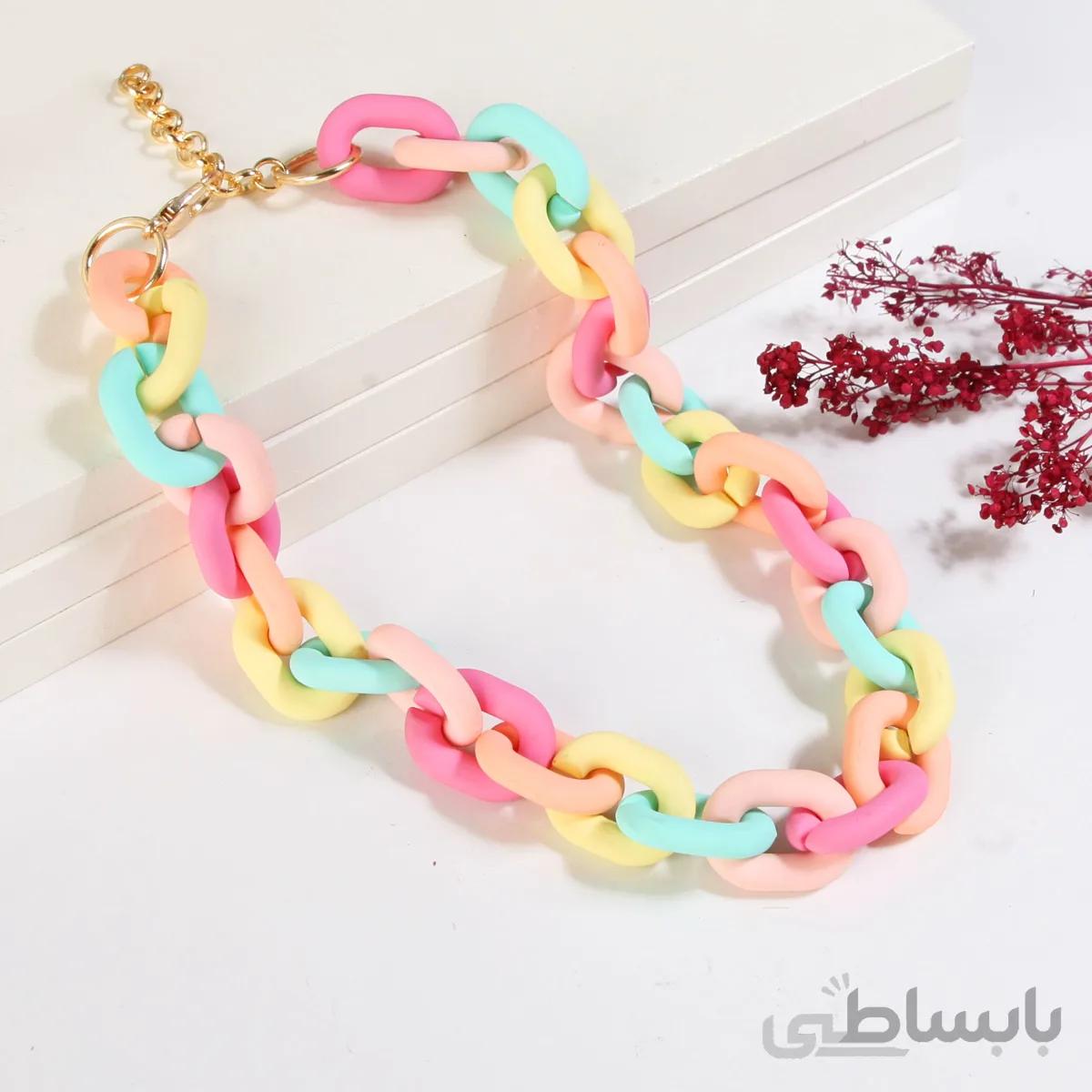 گردنبند زنانه طرح زنجیر رنگی