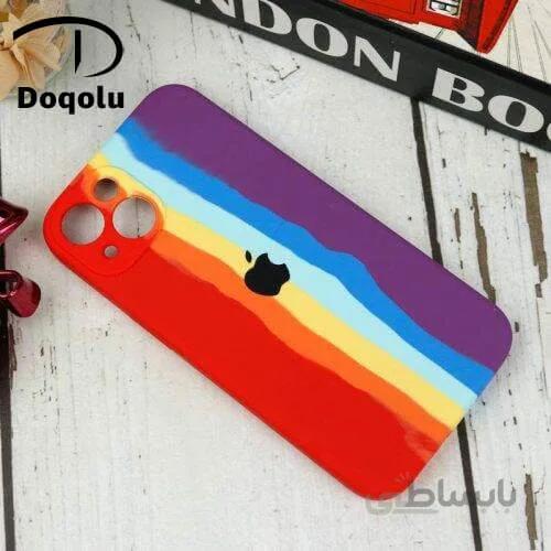 قاب سیلیکونی اورجینال رنگین کمانی محافظ لنزدار آیفون Apple iphone 13